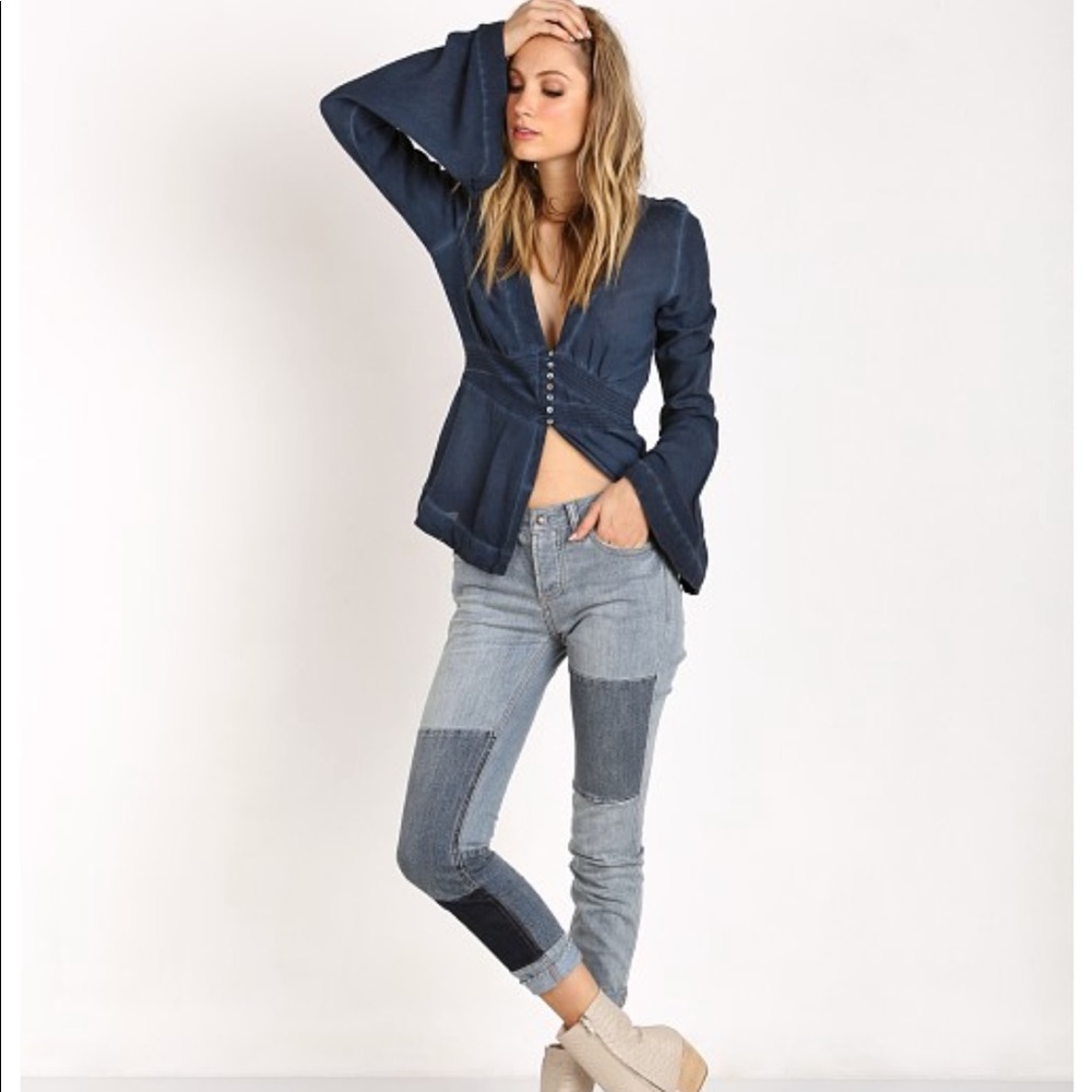 Free people boho bell sleeve blouse